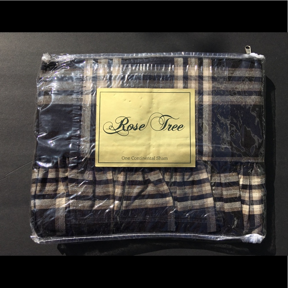 Rose Tree Pillow Sham Euro Sorrento Plaid USA Continental 1 European Sham New